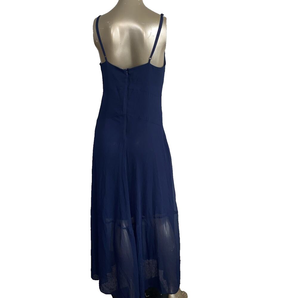 Bar III Women's Blue Spaghetti Strap Sheer Lined Maxi Dress Size 6 New - Picture 3 of 9